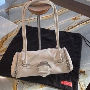 Cole Haan Alexa White Leather Barrel Shoulder  Bag